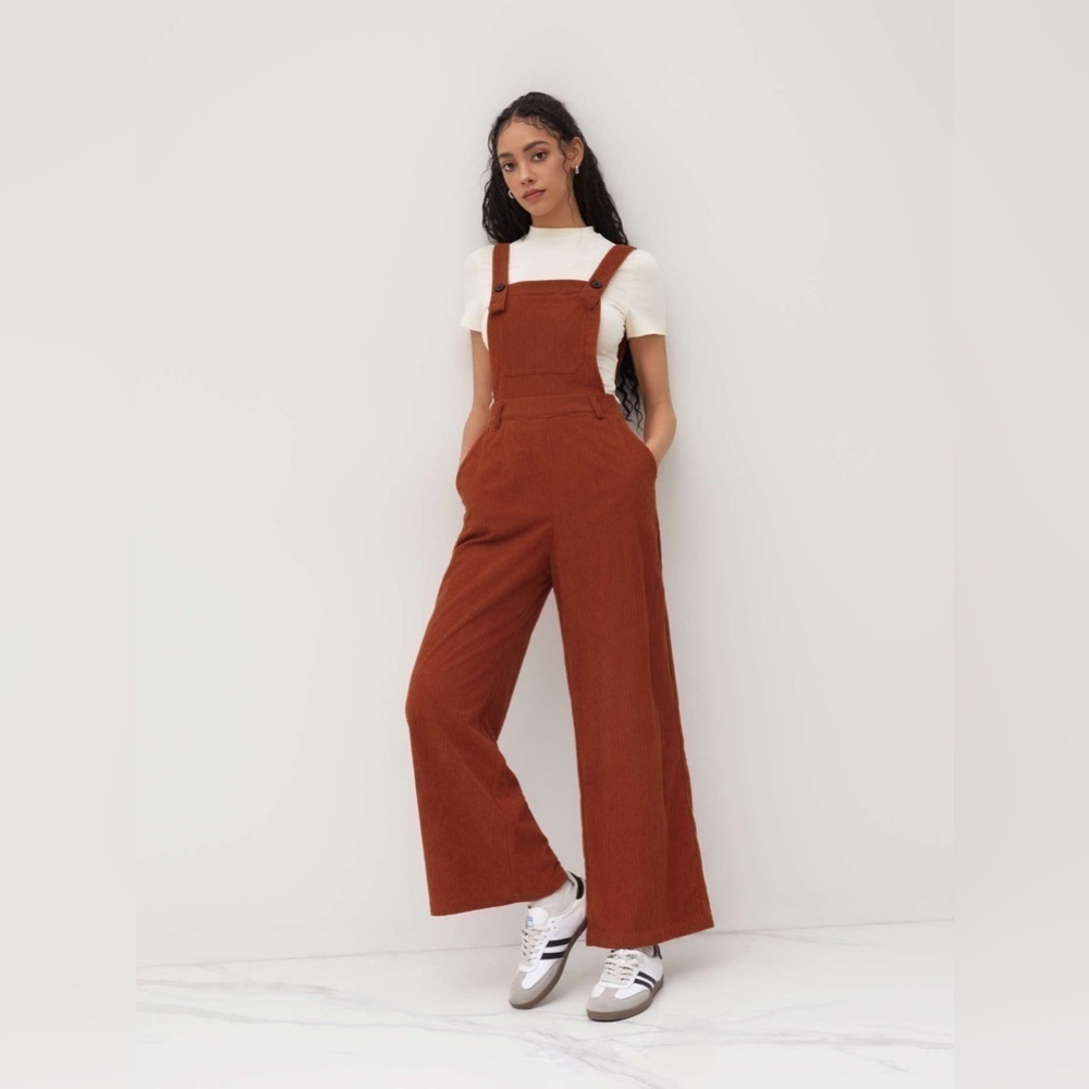 Cider Corduroy Wide Leg Overalls Boiler Suit Jumpsuit Orange Size 0XL